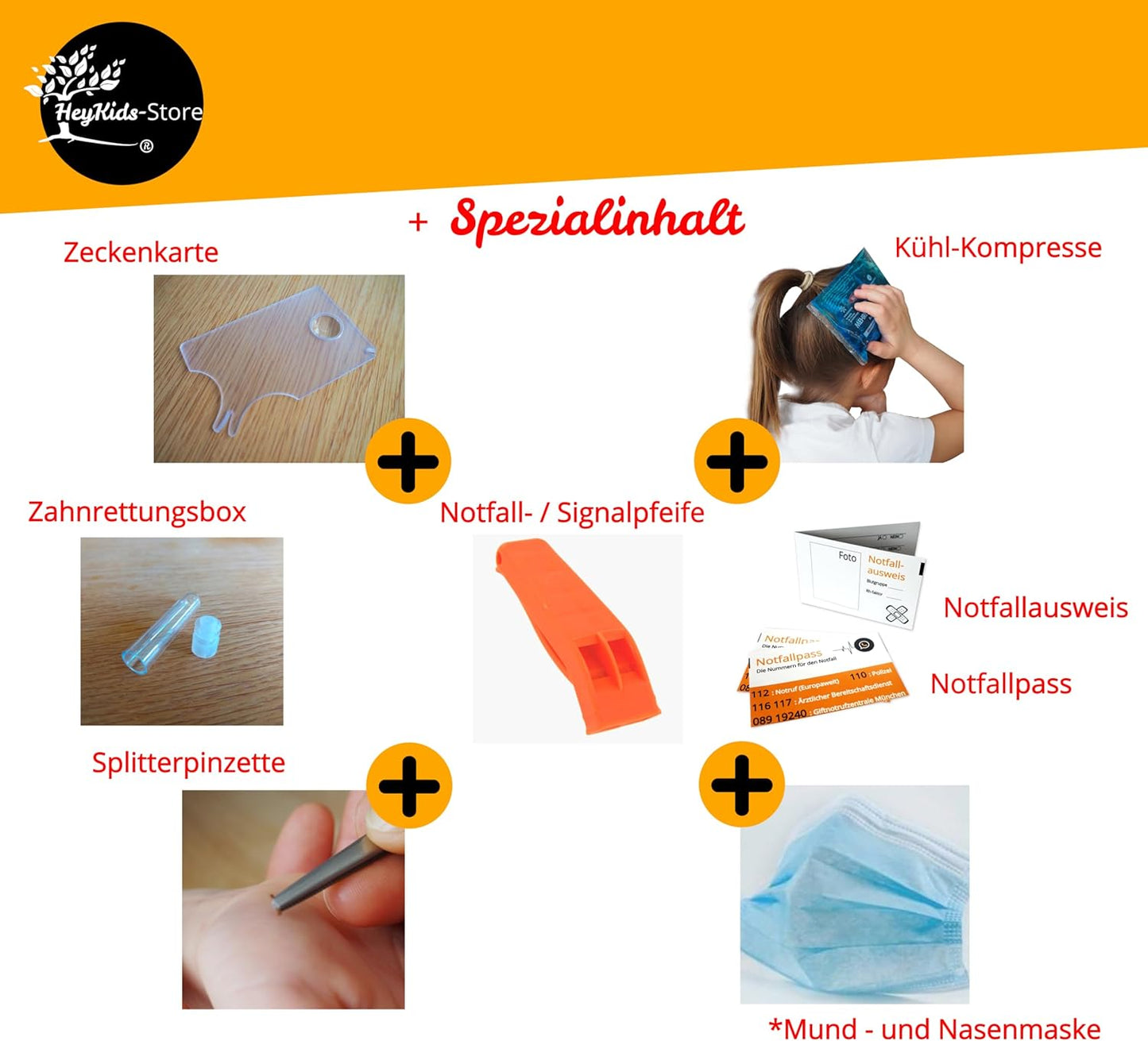 Erste Hilfe Set für Kinder, Baby bis Jugendlicher, 82 Teile, Verbandmaterial CE-zertifiziert und 100% Made in Germany, für Zuhause und unterwegs.